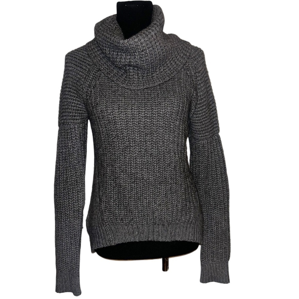 Autumn Cashmere gray Turtleneck Sweater size XS elbow patches